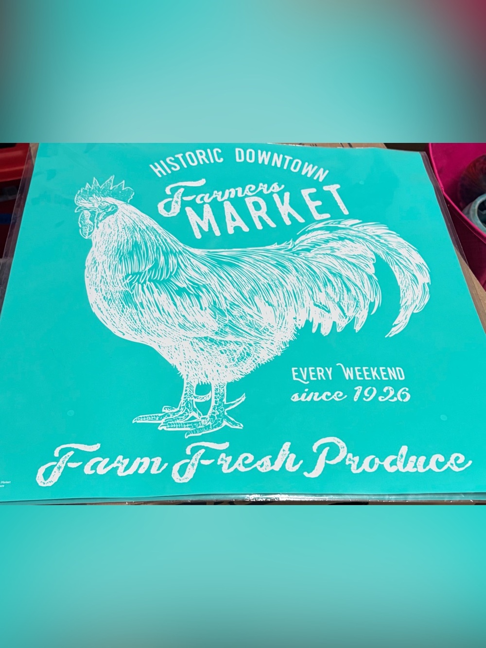 Rooster Farmers Market mesh Chalk Couture transfer NIP size D Farm Fresh Produce